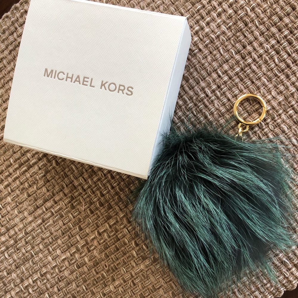 Michael Kors Fur Pom Purse Charm Moss Green